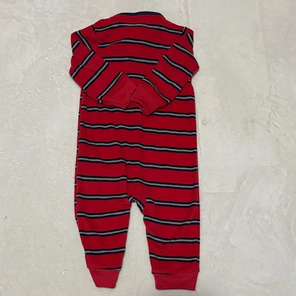 (2 for $10) carters Red Striped Zip-Front Baby One-Piece - Picture 7 of 7
